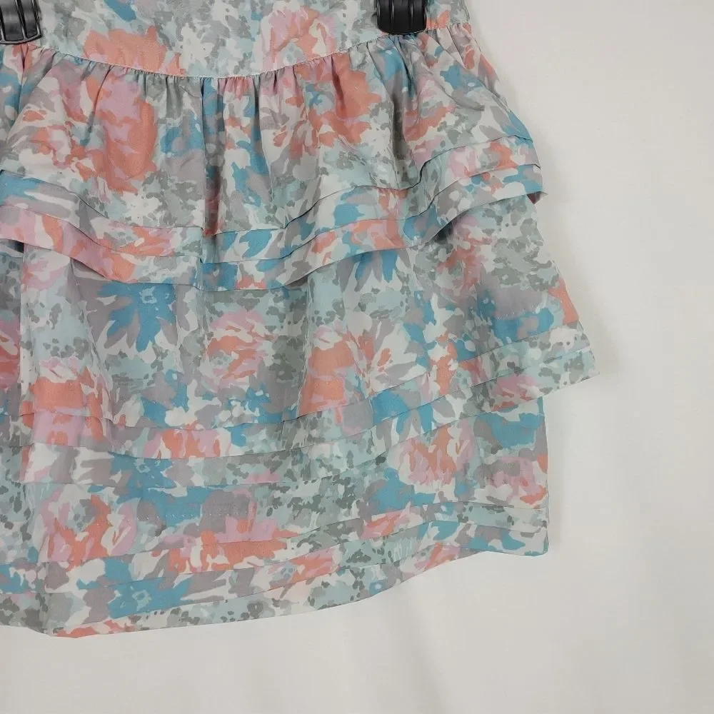Urban Outfitters Kimchi Blu Watercolor Multicolored Tiered Skirt Women's Size 4.